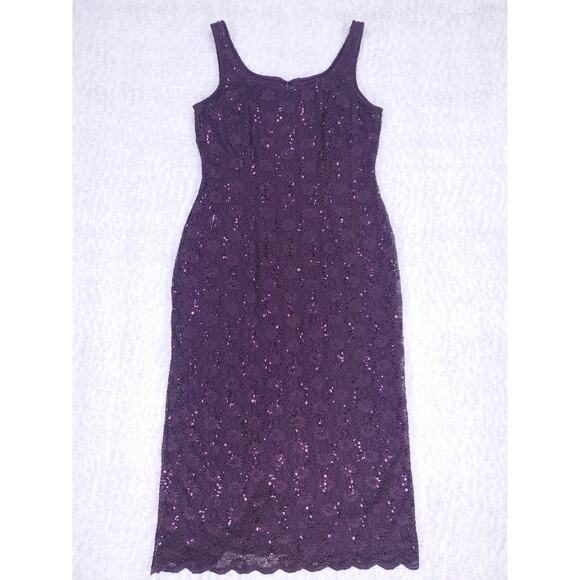R&M Richards Dresses & Skirts - R&M Richards Lace Dress & Jacket Set Sz 14 Purple Sequins MOB Formal Elegant